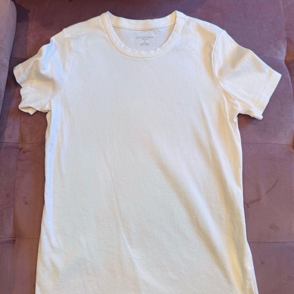 Lands' End White Wonen’s Crew Neck Short Sleeve Tee